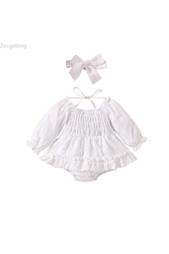 Baby Girl Outfit Cute Romper Long Sleeve Ruched Bodysuit Comfy Outfits Baby Girl Clothes Girls Outfits Sets Age 3-6 Months