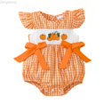thumbnail image 1 of Zecgelong Baby Girl Pumpkin Embroidery Romper Flutter Sleeve Bodysuit Fall Party Outfit Orange Size 0-18M, 1 of 7