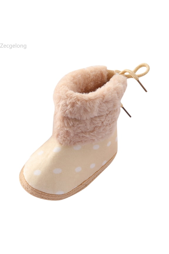 Baby Girls Boys Soft Booties Snow Boots Toddler Warming Shoes Sneakers Size US:4 Beige