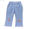 thumbnail image 1 of Zecgelong Baby Girls Capri Denim Pants Toddler Kid Pants Jeans Soft Elastic Waist Denim Pants Girls Jeans Size Red 4-5 Years, 1 of 3