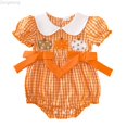 thumbnail image 1 of Zecgelong Baby Pumpkin Plaid Bowknot Romper Fall Party Outfit for Girls Orange Size 0-18M, 1 of 6