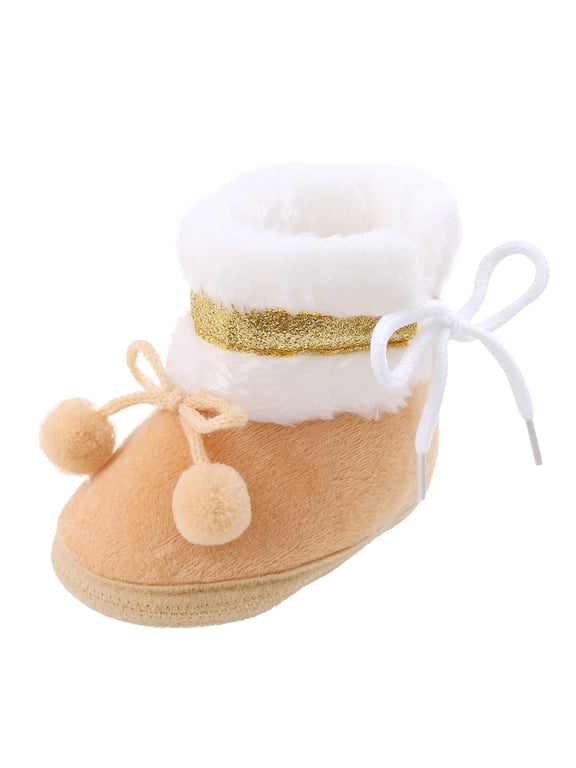 Baby Shoes Fashion Flat Warm Cotton Boots Bag Soft Sole Toddler Booties Baby Winter Boots 0-6 Months