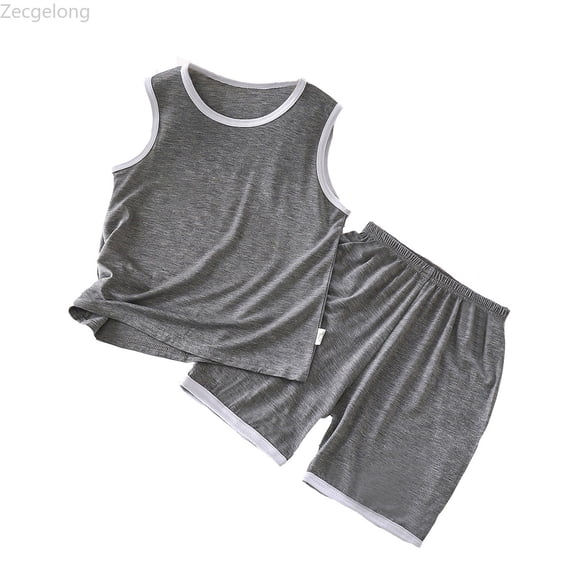 Zecgelong Boy Clothes Toddler Baby Boys Summer Outfits Sleeveless T-Shirt Shorts Set Size 5-6 Years