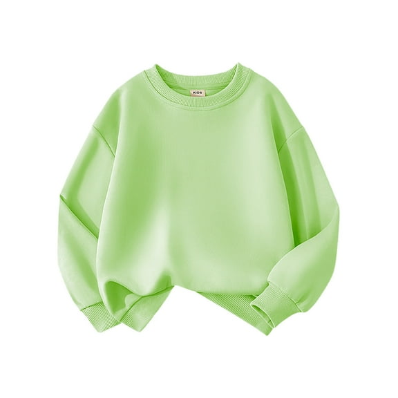 Zecgelong Boys Girls Pullover Sweatshirts Crewneck Long Sleeve Tops Kids Solid Color Loose Casual Sweatshirt,Green 8-9 Years