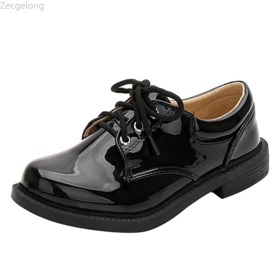 Zecgelong Boys Low Heel Lace Up Dress Shoes Big Kid 4-17 Years Solid Color Performance Breathable Footwear