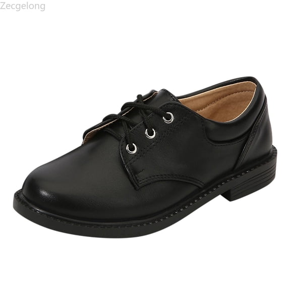 Zecgelong Boys Low Heel Lace Up Dress Shoes Big Kid 4-17 Years Solid Color Performance Breathable Footwear