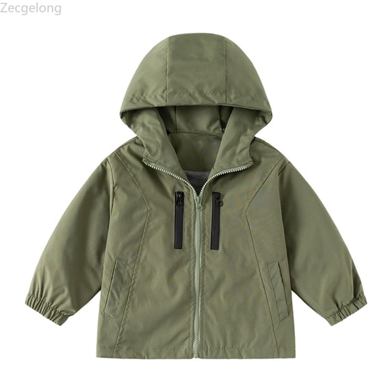 Zecgelong Boys Windbreaker Jacket For Kids Lightweight Hooded Zipper Coat Outdoor Casual School Jacket