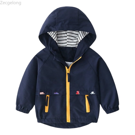 Zecgelong Boys Windbreaker Jacket For Kids Lightweight Hooded Zipper Coat Outdoor Casual School Jacket