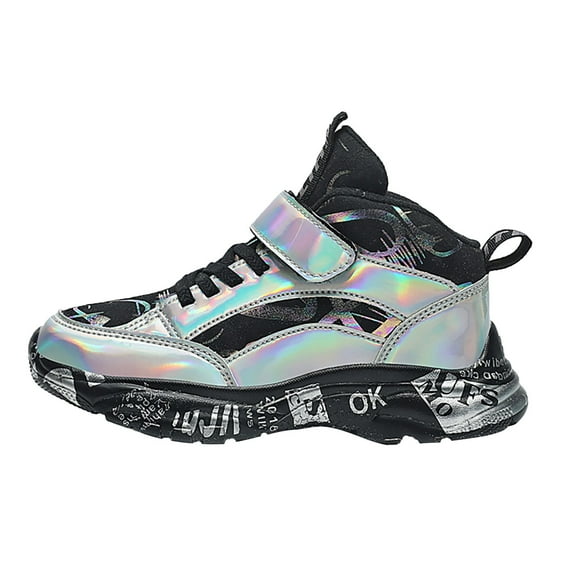 Zecgelong Boysâ Winter High Top Lined Thickened Leather Snow Boots With Sole Glow-in-the-dark boys shoes for kids Size 13