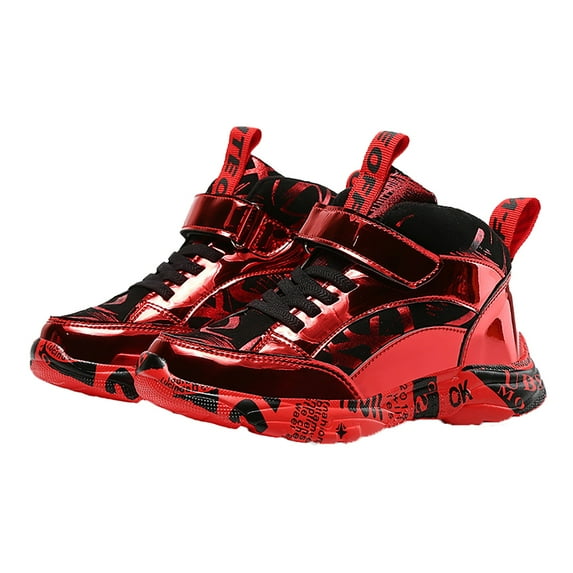 Zecgelong Boysâ Winter High Top Lined Thickened Leather Snow Boots With Sole Glow-in-the-dark boys shoes for kids Size 2.5