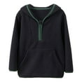 thumbnail image 1 of Zecgelong Boys and Girls Hoodies Sweatshirt Quarter Zip Loose Plush Hooded Kids Solid Color Winter Warm Tops,Black 3-4 Years, 1 of 2