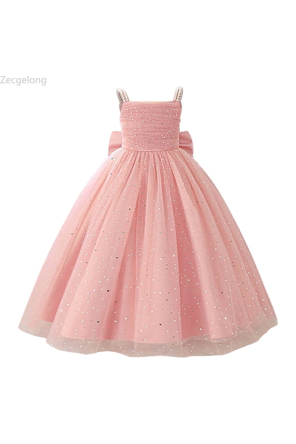 Child Girls Sleeveless Pageant Dress Party Gown Dresses Girls Dress For Kids Size 7-8 Years Pink