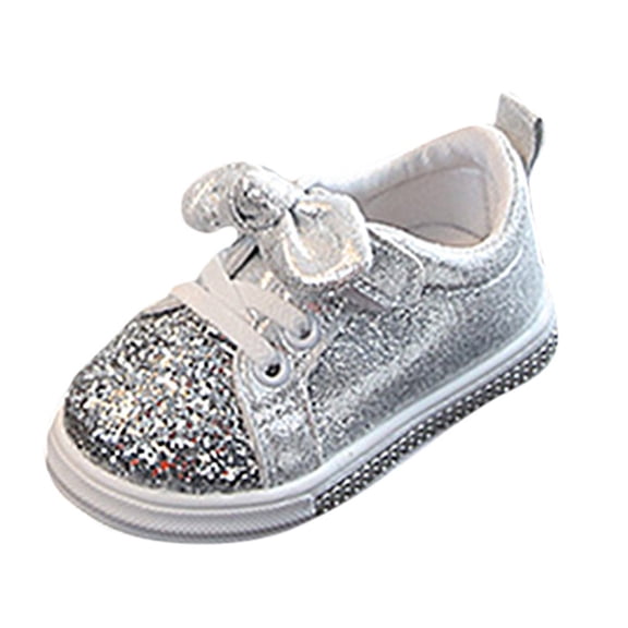 Zecgelong Children Baby Girls Boys Bling Sequins Bowknot Run Sport Sneakers Shoes Soft sole baby shoes Size 2-2.5 Years