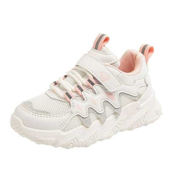 Zecgelong Children All Season Sports For Boys And Girls Thick Soles Non Slip Lace Up Hook Loop Mesh Breathable Comfortable Solid Color Casual Girls shoes size 10-4 Size 6-7 Years