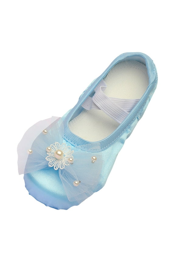 Children Shoes Dance Shoes Ballet Performance Diamond Lace Bow Yoga Shoes Girls slip-resistant sneakers Size 8-9 Years