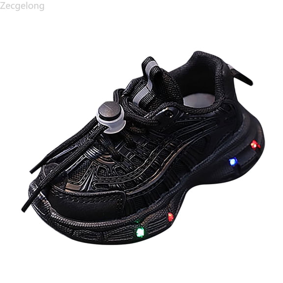 Zecgelong Children Shoes Sports Shoes Light Shoes Small White Shoes Light Board Shoes Non Soft Bottom Toddler Shoes Sneakers Size 12-16 Months Black