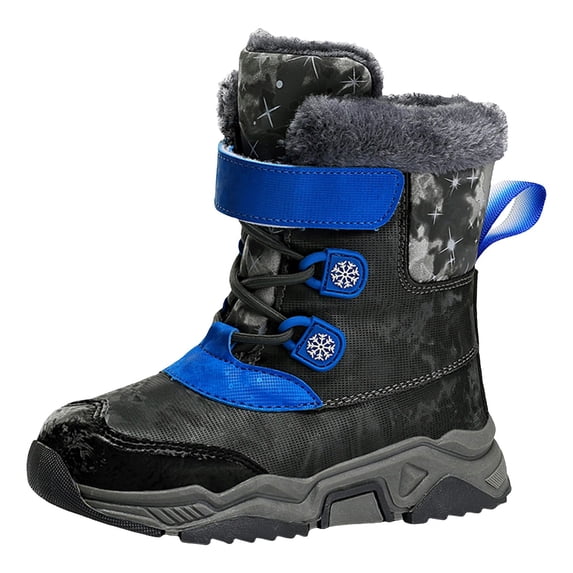 Zecgelong Children Shoes Thick Sole Plus Velvet Thickening Snow Boots Fashionable Boys And Girls Outdoor Snow Boots Girls' Snow Boots 13-13.5 Years