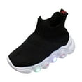 thumbnail image 1 of Zecgelong Children Shoes Thick Soled Sneakers Fashionable And Casual Luminous Light Shoes Soft Soled Slip On Sneakers Girls Athletic Shoes Size US:6.5 Black, 1 of 5
