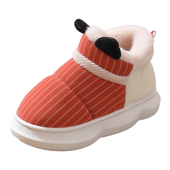 Zecgelong Children Slippers Fashionable New Pattern Cute Ear Decoration Thickened Warmth Comfortable Indoor And Outdoor Shoes Animal Print Slippers for Girls Size US:1.5