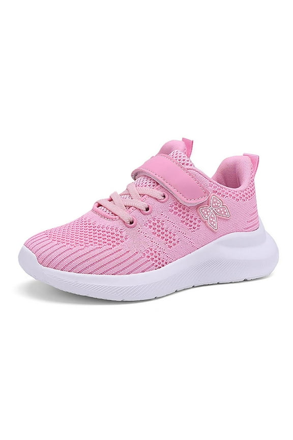 Children's Fashion Mesh Lace Up Sneakers Color Matching Casual Comfortable Running Shoes Pink girls sneakers Size 9-9.5 Years