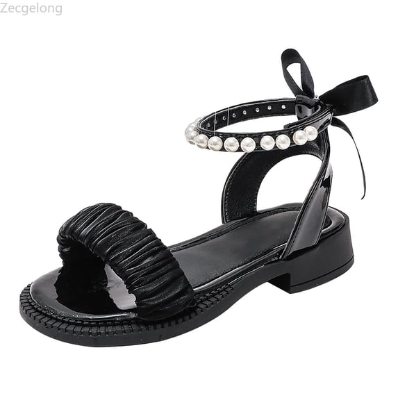 Zecgelong Children's Sandals Girls' Summer New Casual Beach Shoes Soft Soled Fashionable And Trendy Shoes Women's Children's Shoes Girls Summer Sandals Size 13.5 Black
