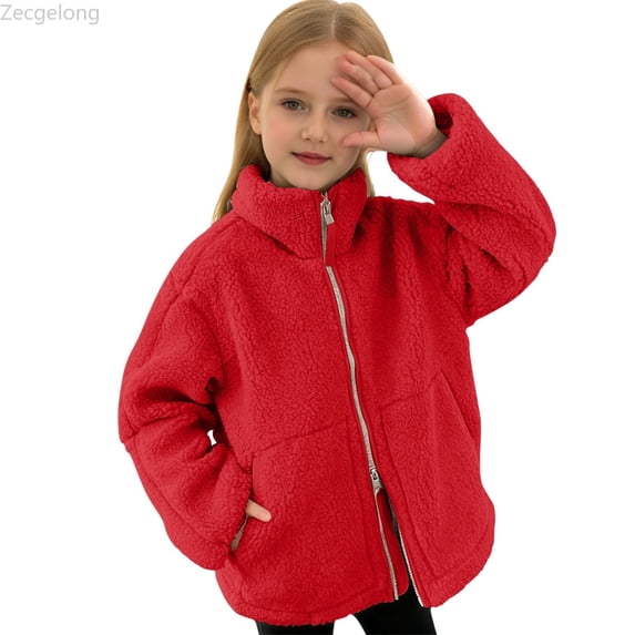 Zecgelong Children's Solid Color Double Zipper Jacket