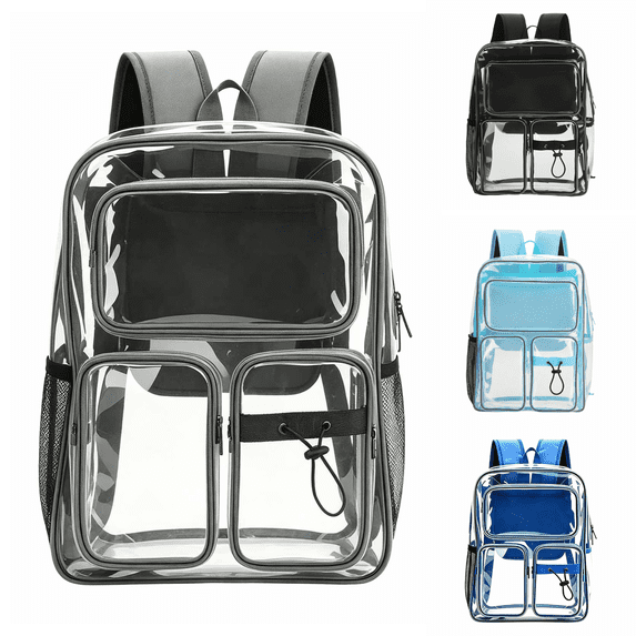 Zecgelong Clear Backpack Large Capacity Waterproof Double Shoulder Daypack for Travel Blue