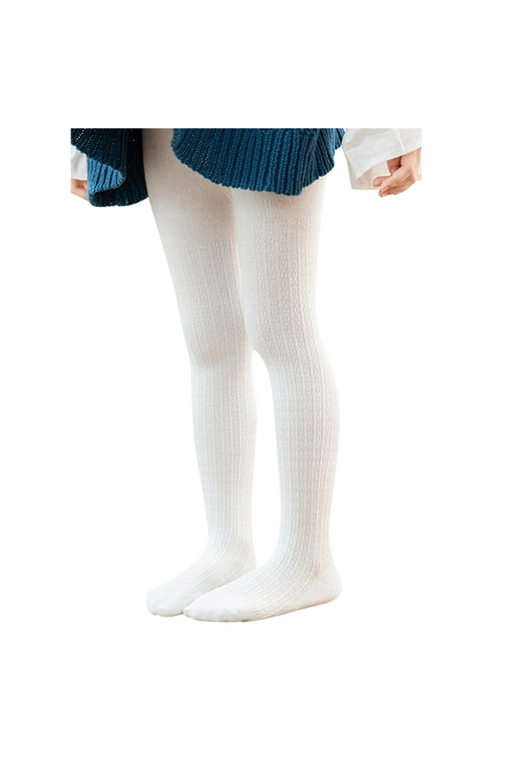 Cotton Tights for Baby Girls Cable Knit Winter Footed Leggings Size 4-6 Years