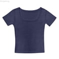 thumbnail image 1 of Zecgelong Crop Tops For Girls Short Sleeve Shirt Girls Summer Tops Square Neck Slim Fit Tops Basic Tee Girls Short Sleeve Tops Size for Girl S/130, 1 of 3