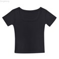 thumbnail image 1 of Zecgelong Crop Tops For Girls Short Sleeve Shirt Girls Summer Tops Square Neck Slim Fit Tops Basic Tee Girls Short Sleeve Tops Size for Girl S/130, 1 of 3