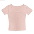 thumbnail image 1 of Zecgelong Crop Tops For Girls Short Sleeve Shirt Girls Summer Tops Square Neck Slim Fit Tops Basic Tee Girls Short Sleeve Tops Size for Girl S/130, 1 of 4