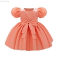 thumbnail image 1 of Zecgelong Elegant Satin Bow Dress For Baby Girls Christening Birthday Party Gown Girls Birthday Dresses Size 6-12 Months Orange, 1 of 3