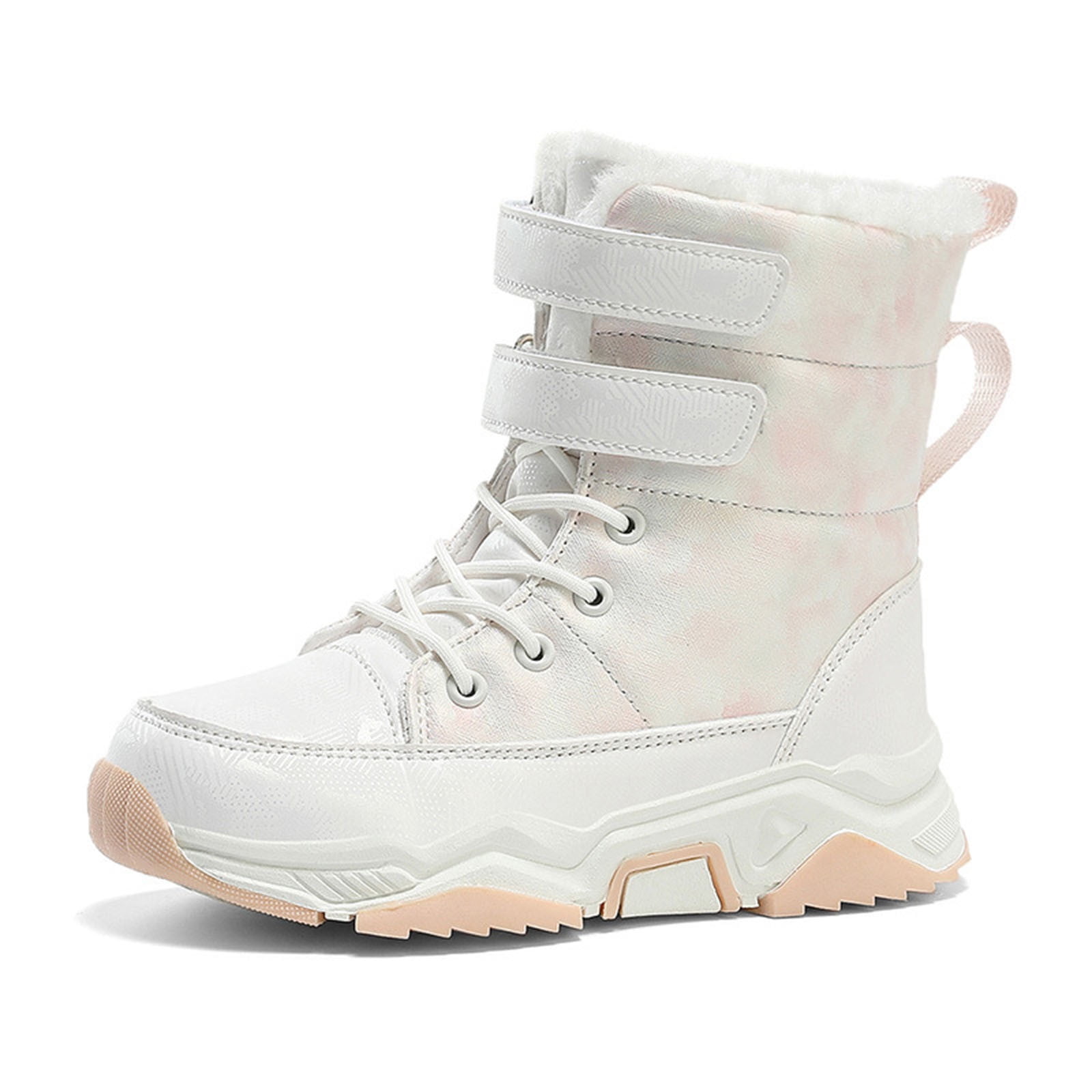 Zecgelong Fashion Autumn Children Girls Sports Shoes Flat Thick Bottom Non Easy To Wear PU Upper Comfortable Snow Boots Girls' Rain Bootsâ 6-7 Years