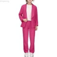 thumbnail image 1 of Zecgelong Girls Blazer Jacket and Pants Outfits Solid Color Lapel Suit Open Front Long Sleeve Blazers Outfits for Kids Girls Age 5-6 Years, 1 of 5