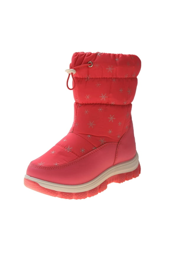 Girls Boys Snow Boots Water-Resistant Outdoor Warm Anti- Mid Calf Winter Shoes for Little/Big Kids 9-9.5 Years