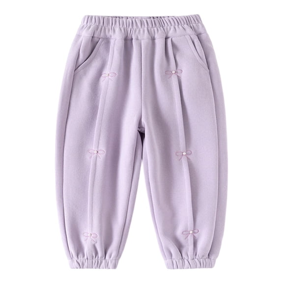 Zecgelong Girls' Casual Sport Pants With Bows Embroidered Soft Colored With Elastic Waistband Suitable For Daily Wear Girls Sweatpants Size 4-5 Years