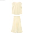 thumbnail image 1 of Zecgelong Girls Clothes Summer Solid Knit Sleeveless Shirt Flare Pants Set Toddler Bell Bottoms Outfit Girls 2 Piece Sets Age 7-8 Years, 1 of 4