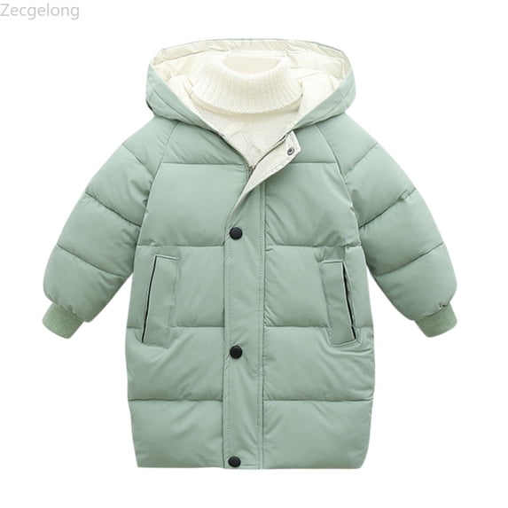 Zecgelong Girls Down Jacket With Thick Quilted For Winter Mid Length Coat