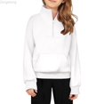 thumbnail image 1 of Zecgelong Girls Half Zip Sweatshirt Quarter Zip Pullover Sweatshirts With Pocket Hoodie Sweater Fall Clothes For Girls White,Size 7-8 Years, 1 of 7