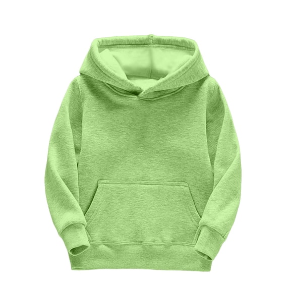 Zecgelong Girls Hooded Sweatshirts Fuzzy Long Sleeve Warm Hoodie Solid Color Casual Front Pouch Pocket Tops,Green 3-4 Years