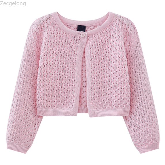 Zecgelong Girls Knit Cardigan Summer Lightweight Lace Round Neck Button Open Front Cover Up Casual Outfit