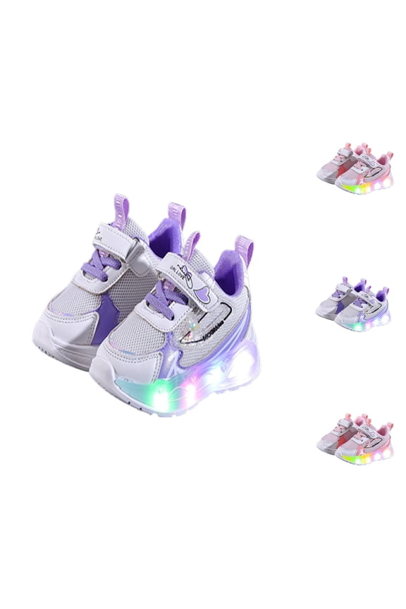 Girls Light Up Sneakers Non Breathable Toddler Party Shoes for 5.5 Toddler