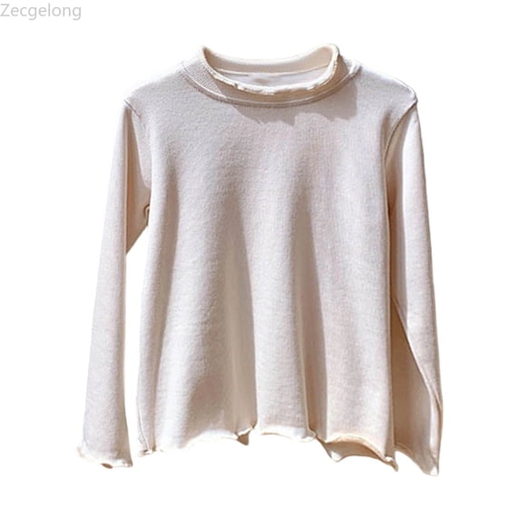 Zecgelong Girls Long Sleeve Solid Color Basic Tee Soft Comfortable Casual Tops For Toddler Kids Winter Fall Layering Girls Long Sleeve Tops Size for Girl 7-8 Years