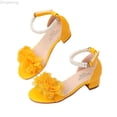 thumbnail image 1 of Zecgelong Girls Low Heel Toe Loop Pearl Sandals Little Kid Big Kid 5-13 Years Elegant Flower Party Footwear, 1 of 5