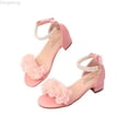 thumbnail image 1 of Zecgelong Girls Low Heel Toe Loop Pearl Sandals Little Kid Big Kid 5-13 Years Elegant Flower Party Footwear, 1 of 5