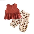 thumbnail image 1 of Zecgelong Girls Outfits Holiday Shorts And Tops Floral Clothes Set Bodot Haren Pants Chic Two Piece Set Unique Gift For Children Girls 2 Piece Sets Age 4-5 Years, 1 of 5