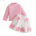 thumbnail image 1 of Zecgelong Girls Outfits Sets Long Sleeve High Neck Embroidered Ribbed Top With Button Shorts Winter Fall Casual School Party Outfit For Toddler Baby Girls Outfits Sets Age 9-12 Months, 1 of 5