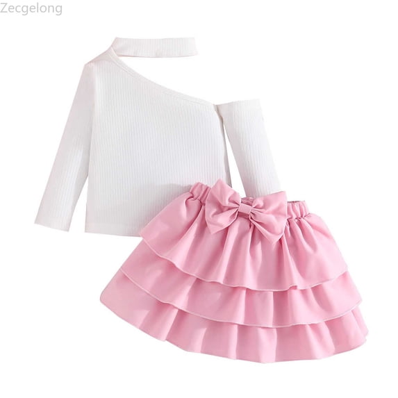 Zecgelong Girls Outfits Sets Toddler Summer Casual Top With Layered Skirt Breathable Outfit For Baby 1 4 Years Comfortable Playwear Girls 3 Piece Sets Age 12-18 Months