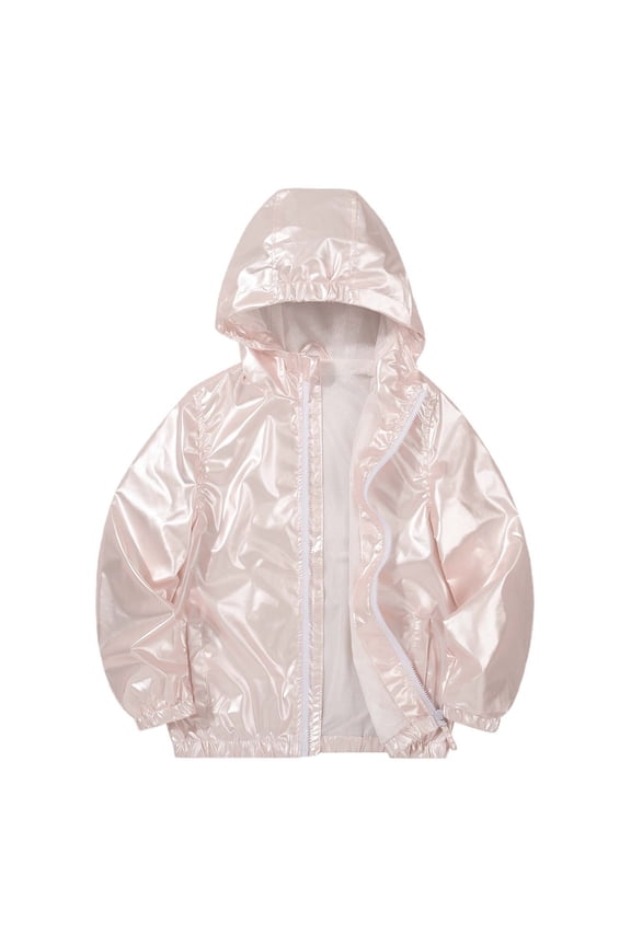 Girls Rain Jacket Lightweight Windbreaker Coat With Hood Size 10