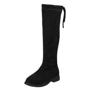 Zecgelong Girls Riding Boots Knee High Side Zipper Mid Calf Shoes Little Kid/Big Kid 5.5-6 Years